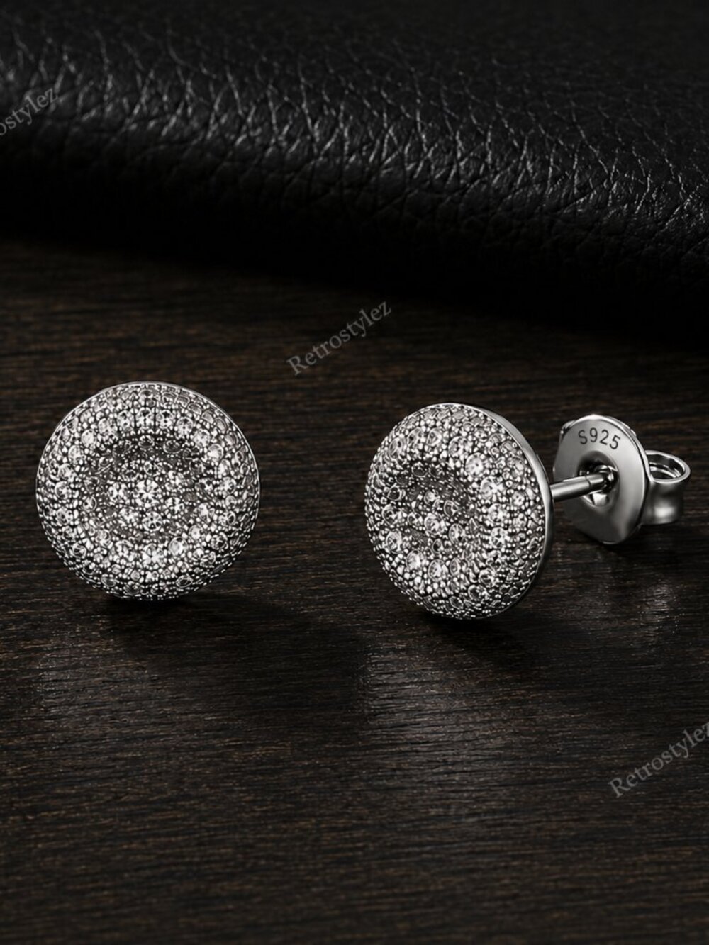 925 Sterling Silver Mens 2ct Diamond Stud Earrings Guys New Round Studs Jewelry